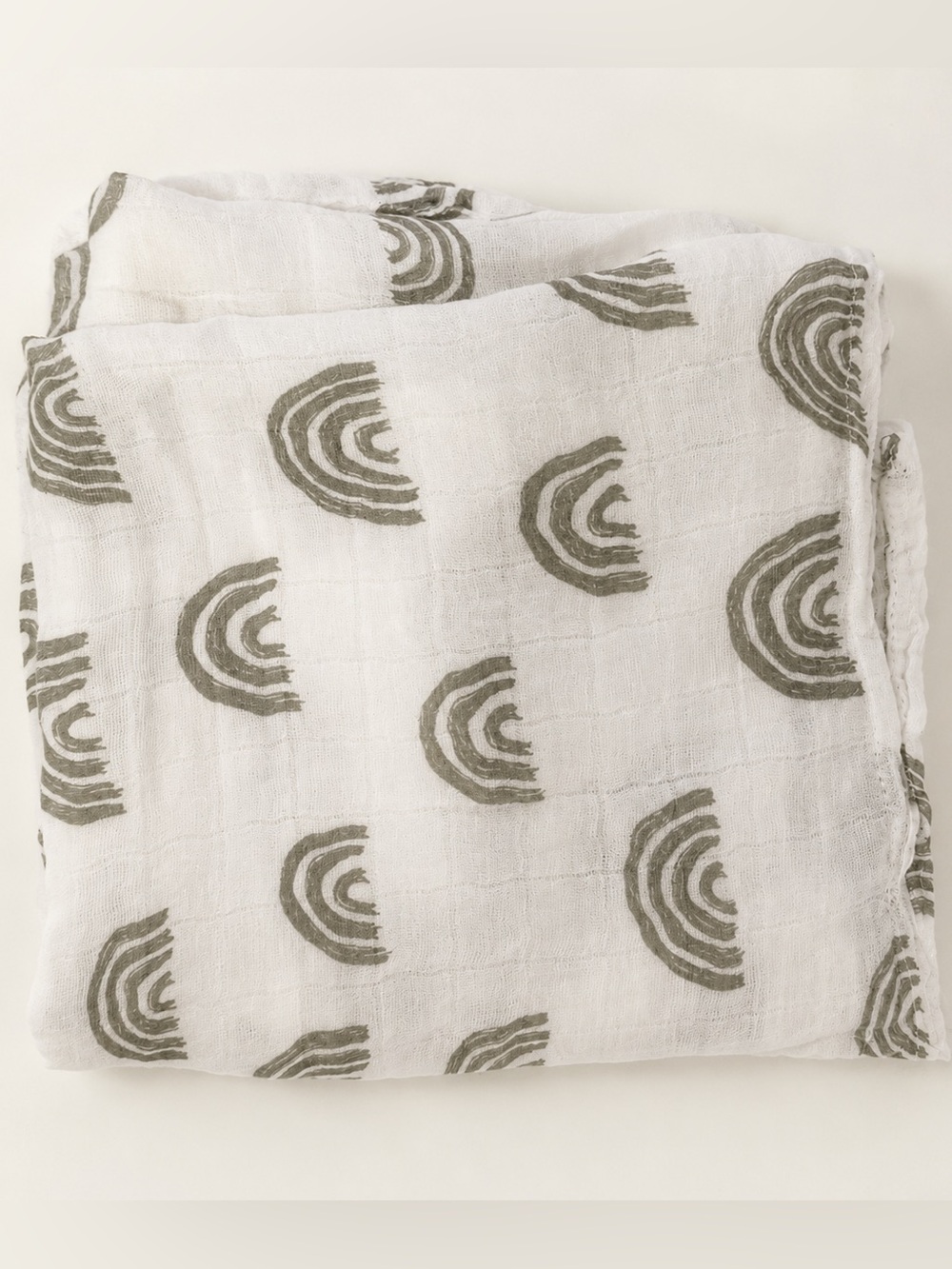 Baby Bamboo Muslin Swaddle Blanket Gray Rainbow Print